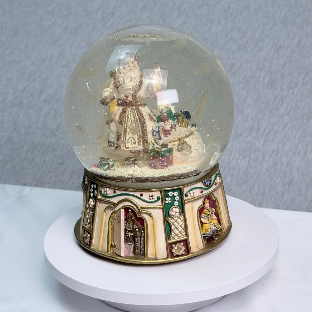 Vintage Style Musical Santa Claus Snow Globe Nutcracker Base Holiday Decor